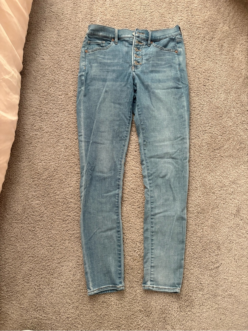 Express Light Blue Skinny Button-Fly Jeans
